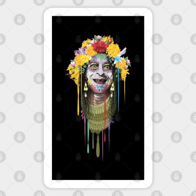 Melting Lady dia de los muertos Sticker by vjvgraphiks